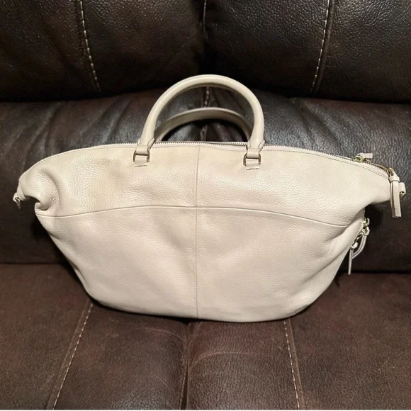 Tory Burch Cream Leather Tote - Picture 2 of 7